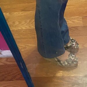 Aeropostale Plaid Platform Heels in Beige and Brown